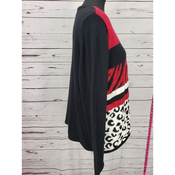 Alfred Dunner‎ Sweater Cardigan Colorblock Black Red White Women's Size XL - Picture 5 of 8